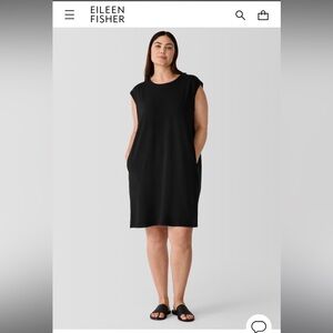 Eileen Fisher Organic Cotton Jersey Round Neck Sleeveless Dress Pockets XL